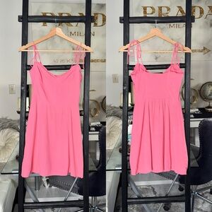 Wilfred Aritzia Fable Pink Tie-Strap Bustier Mini Dress Women’s 0 Smocked Back